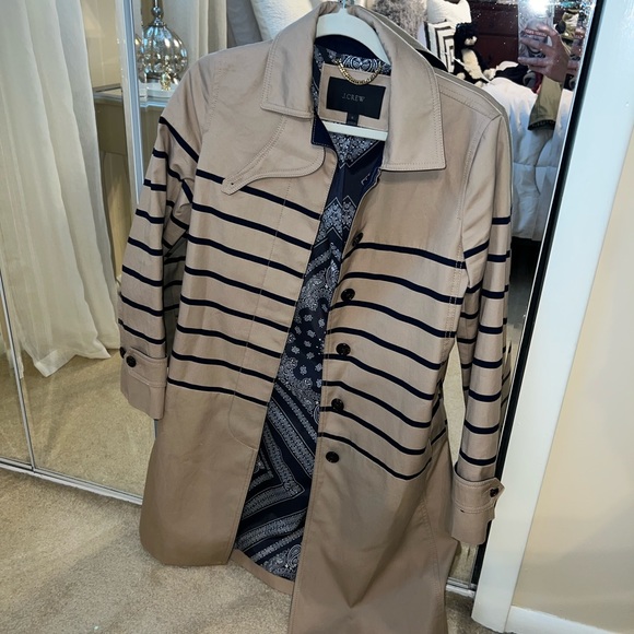 Like New J. Crew Striped Trench Coat - Perfect for Fall! - Picture 5 of 8
